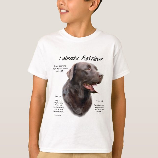 T-shirt Labrador Retriever (chocolat) Histoire Conception (Devant)