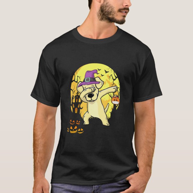 T-shirt Labrador Retriever Dabbing sorcier Citrouille Chie (Devant)