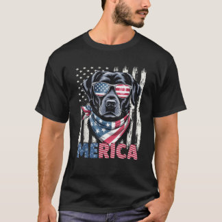 T-shirt Labrador Retriever Drapeau USA Merica Chien Patrio