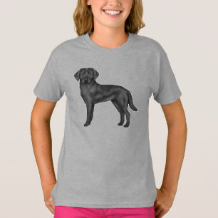 T-shirt Labrador Retriever noir Art de dessin animé mignon