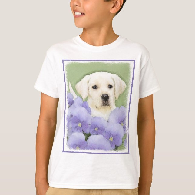 T-shirt Labrador Retriever Puppy Painting Original Chien A (Devant)