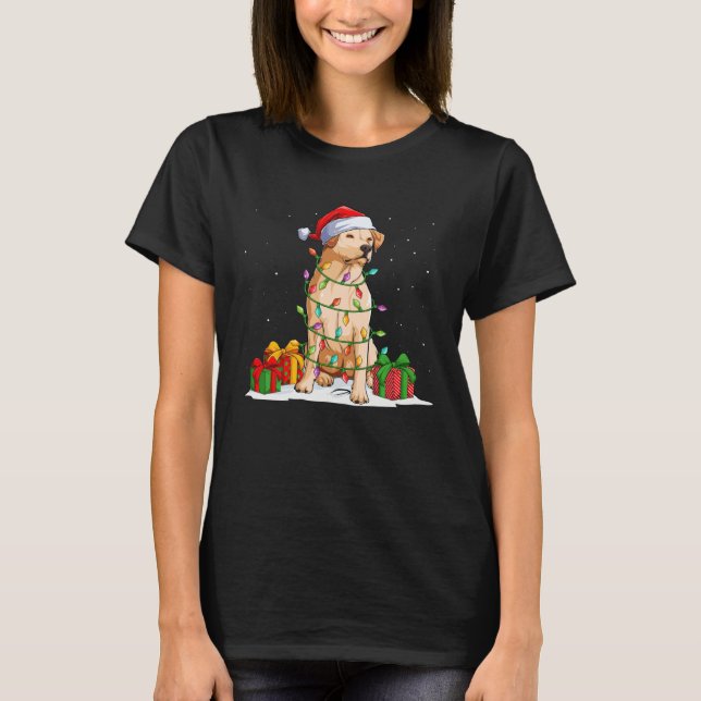 T-shirt Labrador Retriever Santa Christmas Tree Lights Xma (Devant)