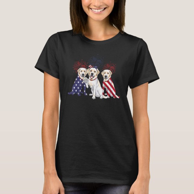 T-shirt Labrador Retriever US Flag 4th Of July Independenc (Devant)