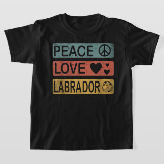 T-shirt Labrador Retro Design Peace Love Labrador Funny