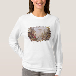 T-shirt Lac avec des oies, des cigognes, des perroquets et