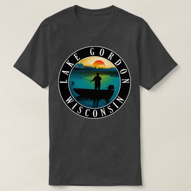 T-shirt Lac Gordon Wisconsin Pêche (Design devant)