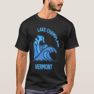 T-shirt Lac Graphique Champlain Vermont Vague de poche Sou