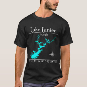 T-shirt Lac Lanier Géorgie Coordonnées Boussole