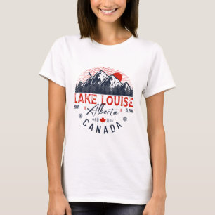 T-shirt Lac Louise - Canada - Coucher de soleil rétro Vint