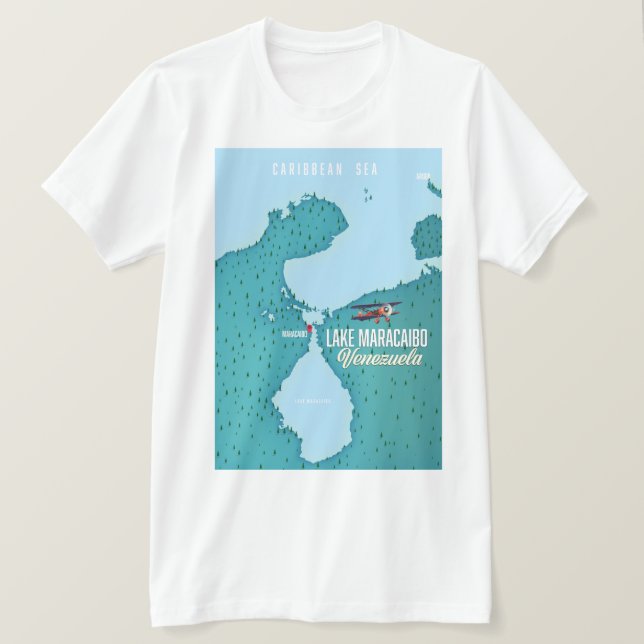 T-shirt Lac Maracaibo, Venezuela carte de navigation. (Design devant)
