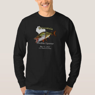 T-shirt Lac personnalisé/Date Wisconsin Muskie Opener Dark