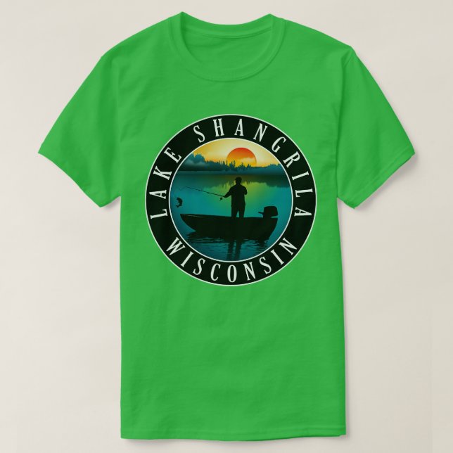 T-shirt Lac Shangrila Wisconsin Pêche (Design devant)
