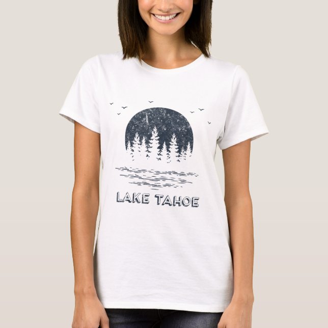 T-shirt Lac Tahoe Trees Lune Famille Vacances Extérieur Na (Devant)