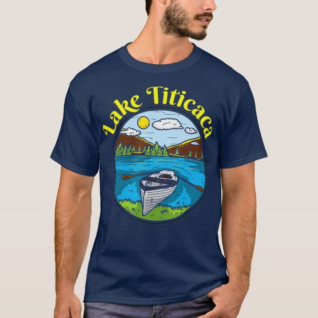 T-shirt Lac Titicaca Vêtements Pérou Rétro Bateau (Devant)