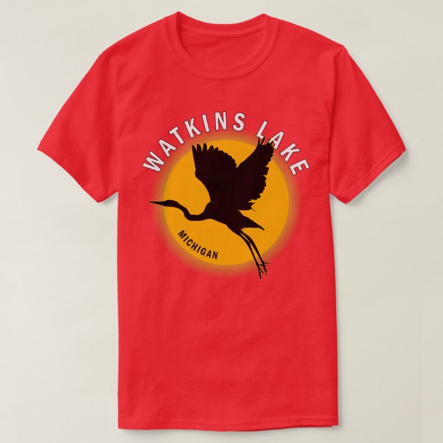 T-shirt Lac Watkins dans le Michigan Heron Sunrise (Design devant)