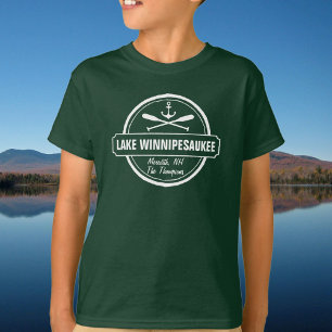 T-shirt Lac Winnipesaukee NH ville personnalisée, nom, anc