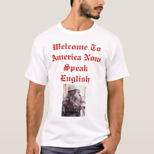 T-shirt L'accueil vers l'Amérique parlent maintenant