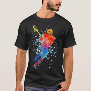T-shirt Lacrosse Girl Aquarelle Sports Lacrosse Cadeaux