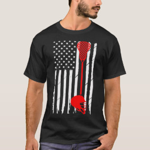 T-shirt Lacrosse Joueur Drapeau américain patriotique Retr
