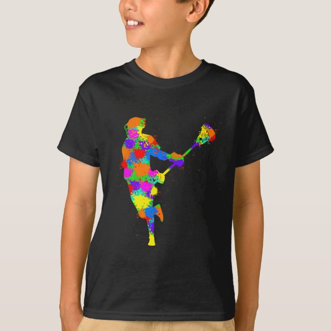 T-shirt Lacrosse Joueur Enfants Garçons Jeunesse (Devant)