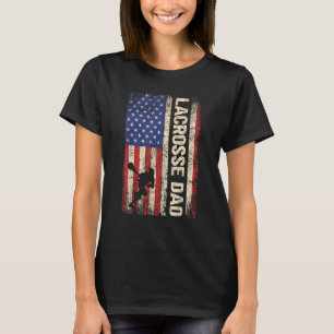 T-shirt Lacrosse Papa Américain Drapeau Vintage Père Papa