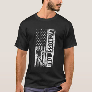 T-shirt Lacrosse Papa American Drapeau Lax Daddy Fête des 