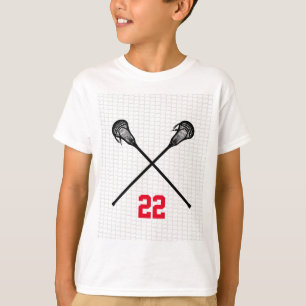 T-shirt Lacrosse Sticks Net Team Spirit Player Nom Numéro