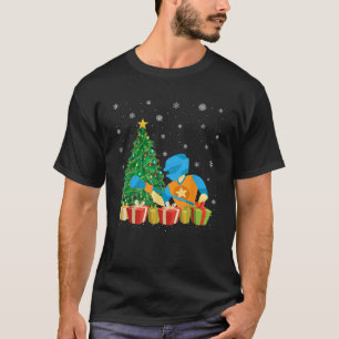 T-shirt Lacrosse Xmas Arbre Éclairage Santa Hat Lacrosse C