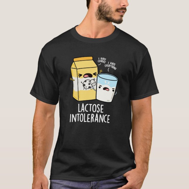 T-shirt Lactose Intolérance Funk Milk Pun Dark BG (Devant)