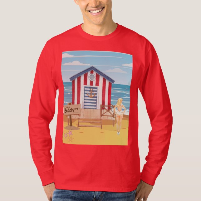 T-shirt ladie sur la plage (Devant)
