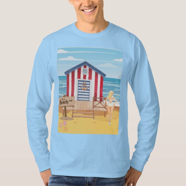 T-shirt ladie sur la plage (Devant)