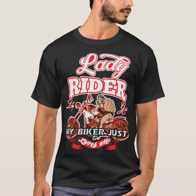 T-SHIRT LADY BIKER MON BIKER M'AIME JUSTE T SHIRT (Devant)