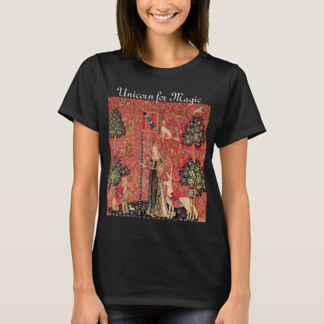 T-shirt LADY ET UNICORN POUR Fleurs Imaginaires MAGIQUES,  (Devant)