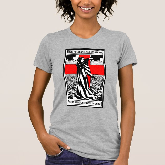T-shirt Lady Liberty WWI Poster patriotique américain 1918 (Devant)