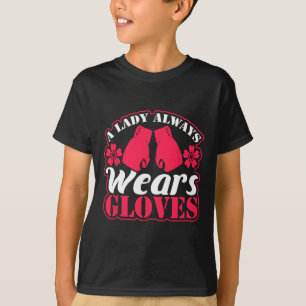 T-shirt Lady Porte Des Gants De Boxe Lutter Gymnase Femmes