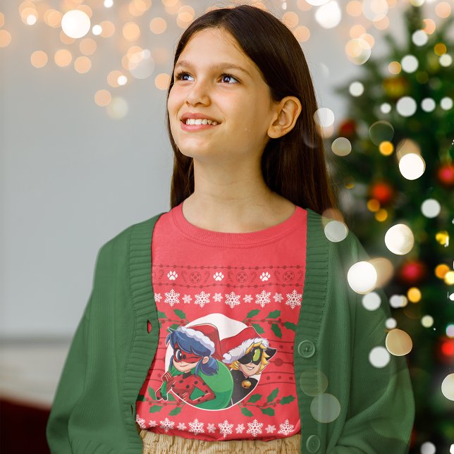 T-shirt Ladybug & Cat Noir | Graphique de vacances (Kid wearing t-shirt)