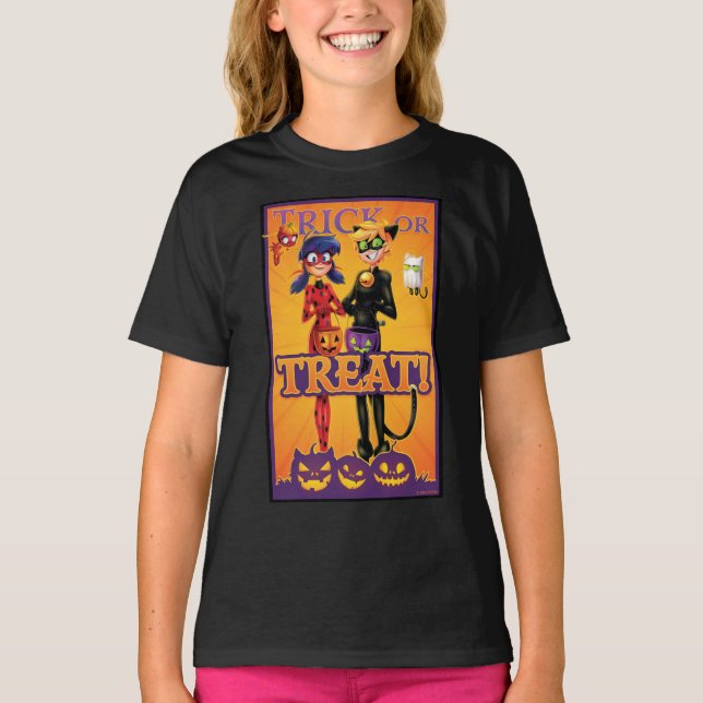 T-shirt Ladybug & Cat Noir | Trick ou Treat! (Devant)
