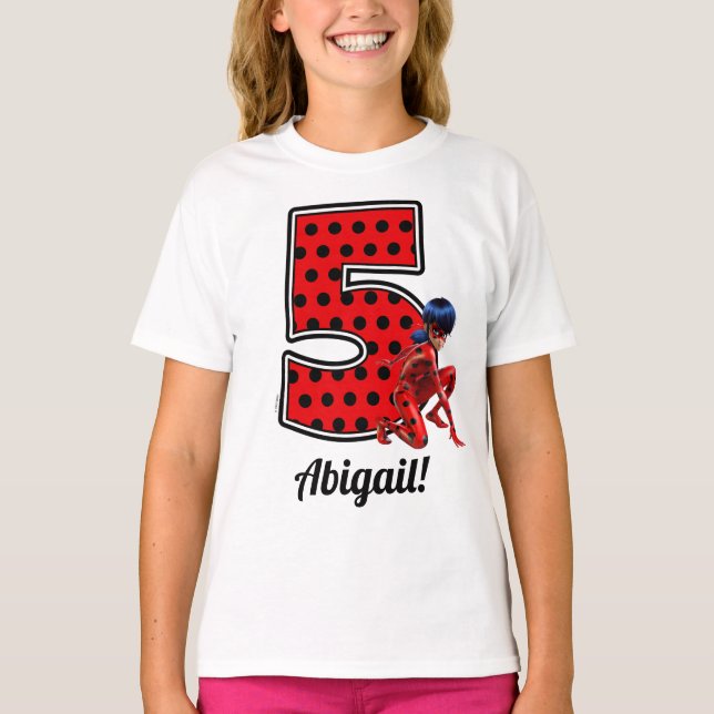T-shirt Ladybug et Noir de chat Miraculeux 5e anniversaire (Devant)