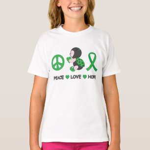 T-shirt Ladybug Peace Love Hope Green Awareness Ruban