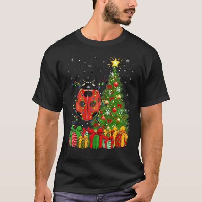 T-shirt Ladybug   Xmas Holiday Santa Ladybug Christmas Tre (Devant)
