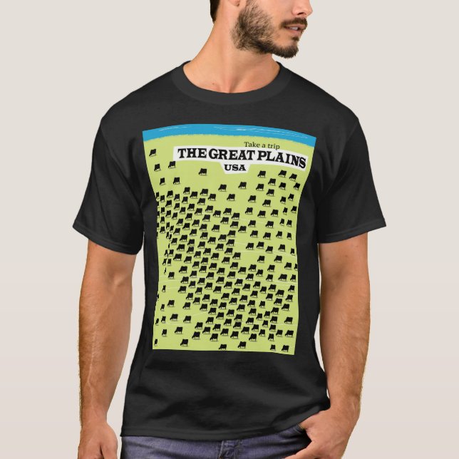 T-shirt L'affiche de voyage de Great Plains USA. (Devant)