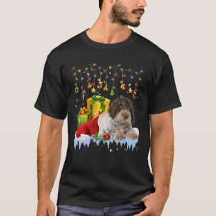 T-shirt Lagotto Romagnolo Santa Hat Flammes de Noël