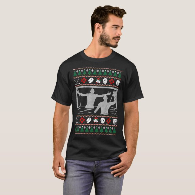 T-shirt laid de chandail de Noël de polo d'eau (Devant entier)