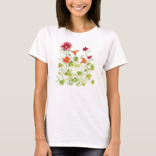 T-shirt Laigues peintes Fleurs de Nasturtium