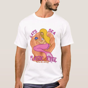 T-shirt Laisse le plastique de mer libre ! Sirène rose