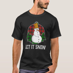 T-shirt Laisser Il Neige Mignonne Snowman Avec Rouge Buffa