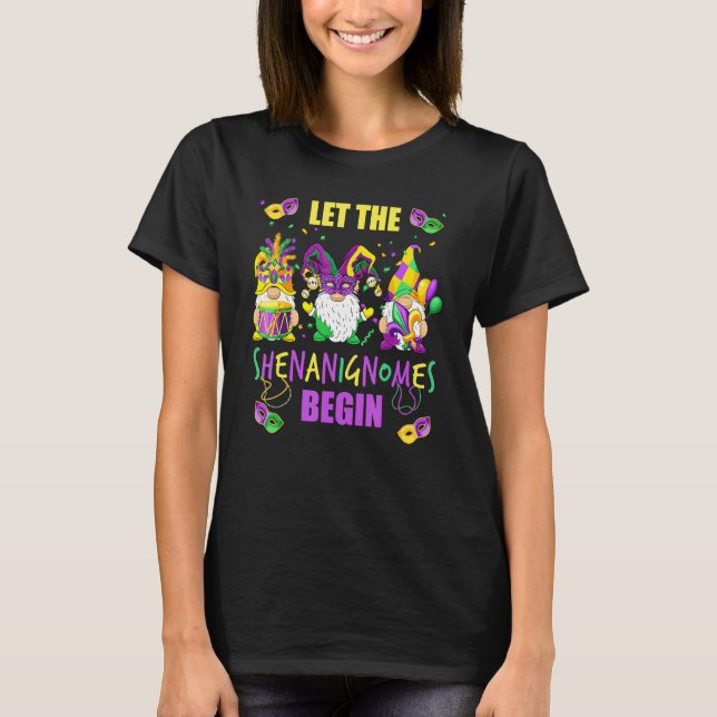 T-shirt Laisser Les Shenanigans Commencer Mardi Gras Gnome (Devant)