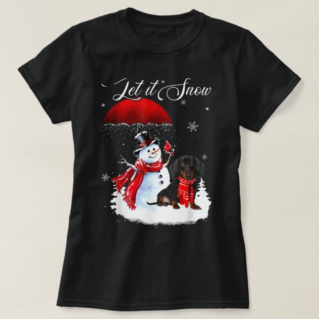T-shirt Laisser Neige Noël Chemise mignonne Dachshund Et S (Design devant)
