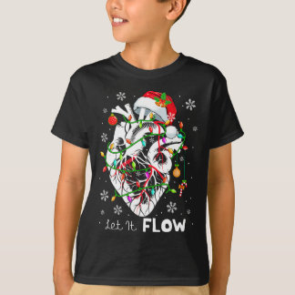 T-shirt Laisser Noël Flowing Anatomie Père Noël Cœur Parti