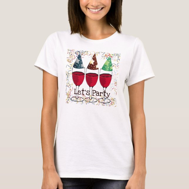 T-SHIRT LAISSEZ LA COPIE DE CASQUETTES DE PARTIE DE VIN (Devant)